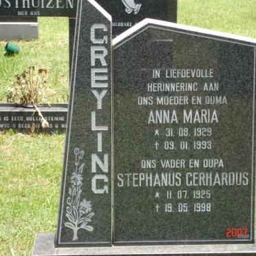GREYLING Stephanus Gerhardus 1925-1998 &amp; Anna Maria 1929-1993