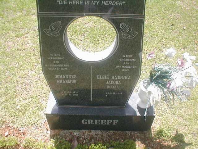GREEFF Johannes Erasmus 1914-2000 &amp; Elsie Andrika J. MEYER 1923-