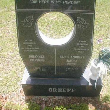 GREEFF Johannes Erasmus 1914-2000 &amp; Elsie Andrika J. MEYER 1923-