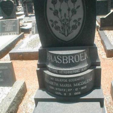 HAASBROEK Elizabeth M.M. nee SCHOLTZ 1905-1966