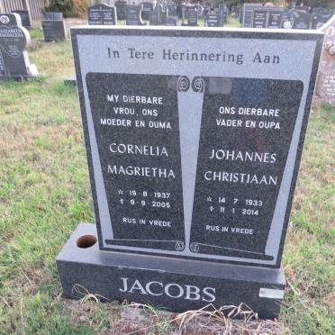 JACOBS Johannes Christiaan 1933-2014 &amp; Cornelia Magrietha 1937-2005