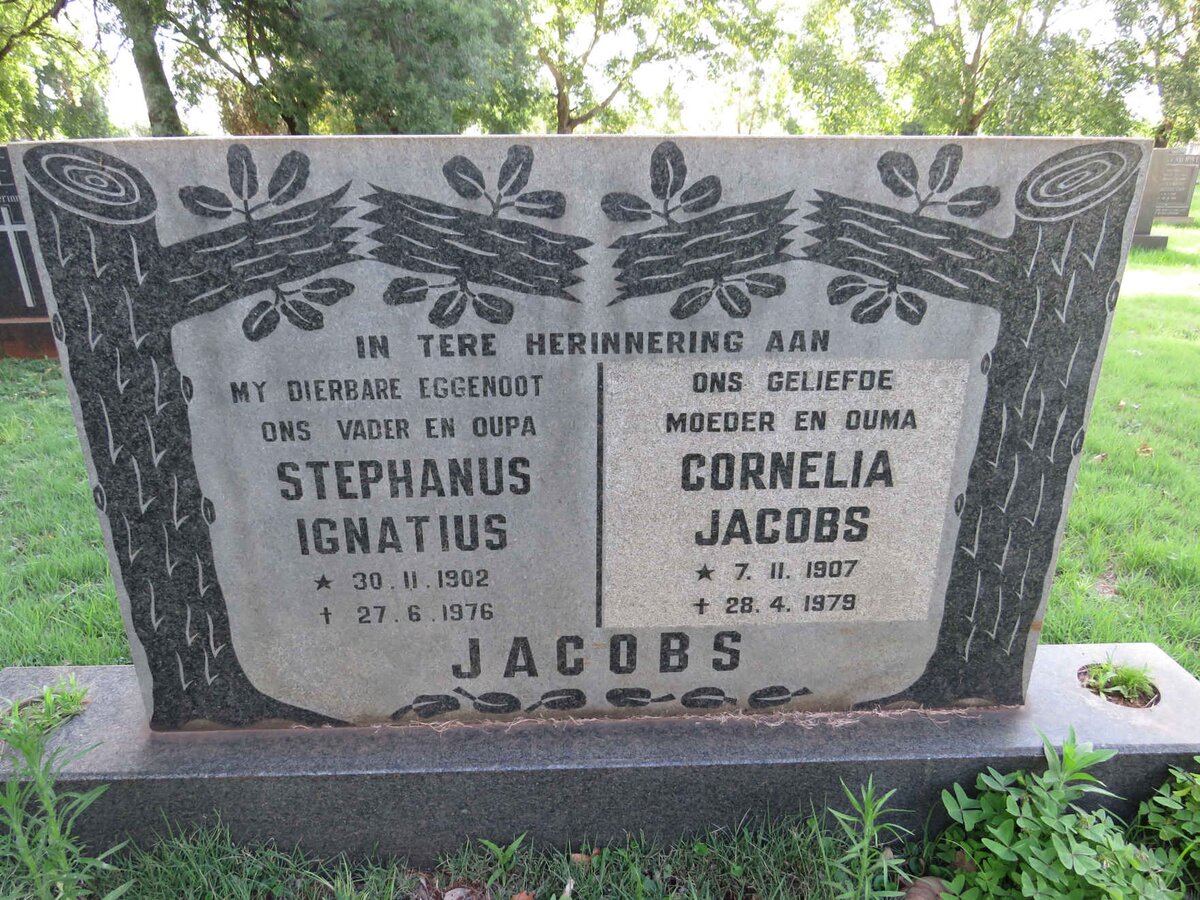 JACOBS Stephanus Ignatius 1902-1976 &amp; Cornelia 1907-1979