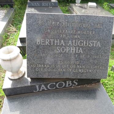 JACOBS Bertha Augusta Sophia 1907-1983