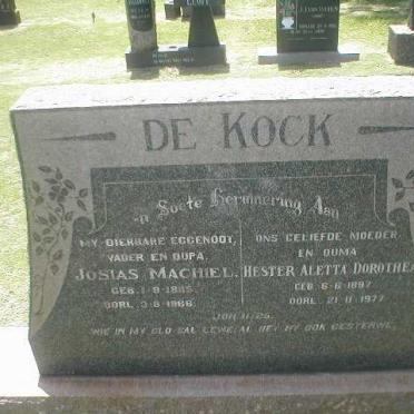 KOCK Josias Machiel, de 1885-1966 &amp; Hester Aletta Dorothea 1897-1977