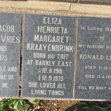 KRAAYENBRINK Eliza Henrieta Margaret nee Du TOIT 1918-1975