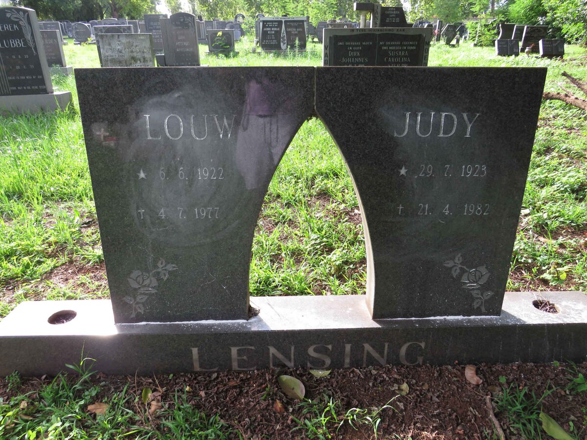 LENSING Louw 1922-1977 &amp; Judy 1923-1982