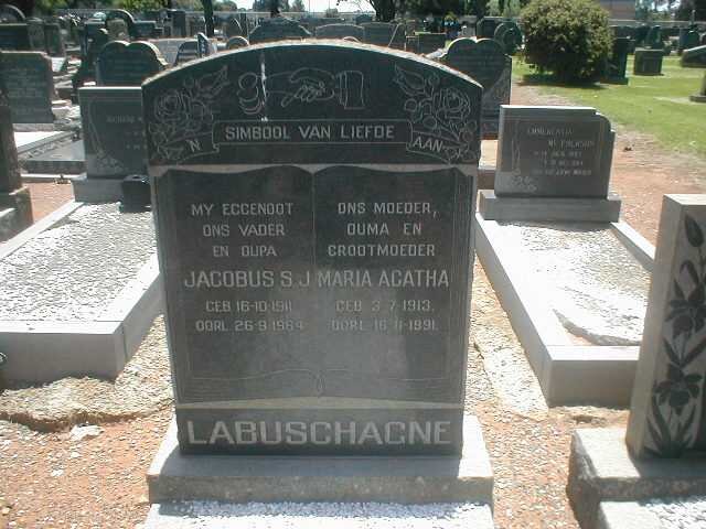 LABUSCHAGNE Jacobus 1911-1964 &amp; Maria Agatha 1913-1991