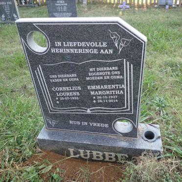 LUBBE Cornelius Lourens 1933- &amp; Emmarentia Magritha 1937-2014