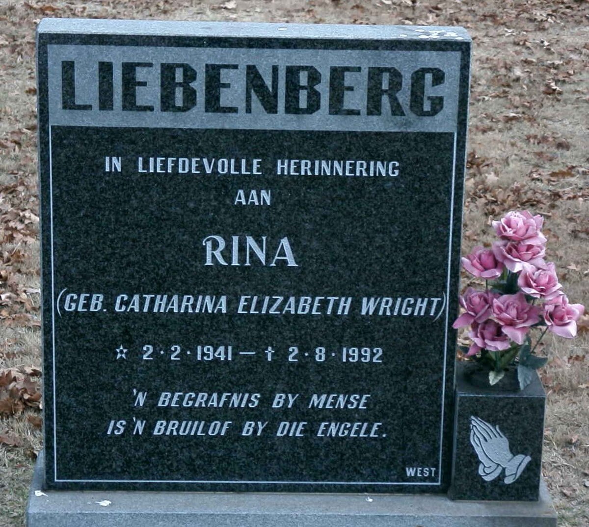 LIEBENBERG Catharina Elizabeth nee WRIGHT 1941-1992