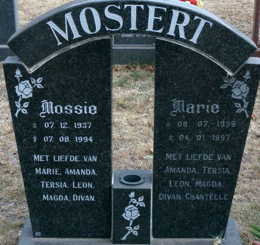 MOSTERT Mossie 1937-1994 &amp; Marie 1939-1997