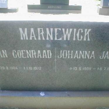 MARNEWICK Johan Coenraad 1904-1972 &amp; Johanna Jacoba 1908-1991