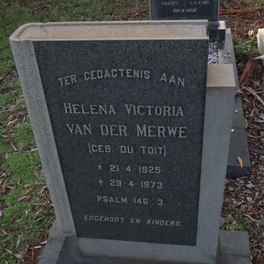MERWE Helena Victoria, van der nee DU TOIT 1925-1973