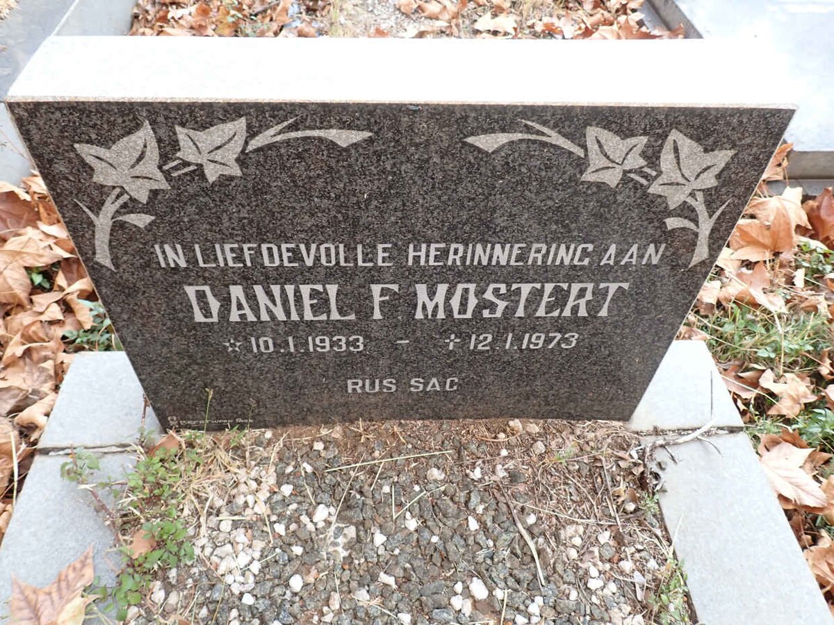 MOSTERT Daniel F. 1933-1973