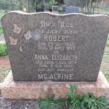 MC ALPHINE Robert 1860-1943 &amp; Anna Elizabeth LOUW 1873-1958