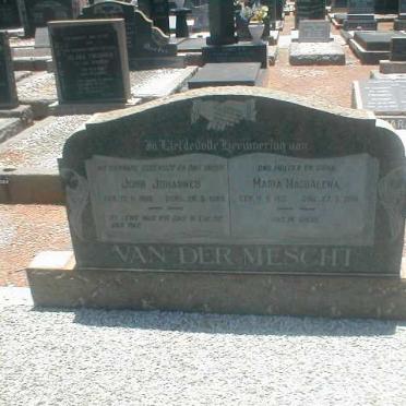 MESCHT John Johannes, van der 1912-196? &amp; Maria Magdalena 1910-2000