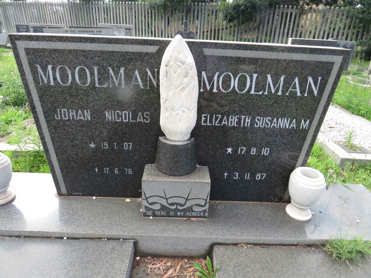 MOOLMAN Johan Nicolas 1907-1976 &amp; Elizabeth Susanna M. 1910-1987