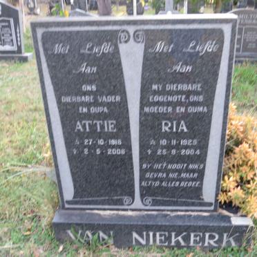 NIEKERK Attie, van 191?-200? &amp; Ria 1925-2004