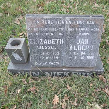 NIEKERK Jan Albert, van 1930-1996 &amp; Elizabeth 1933-1994