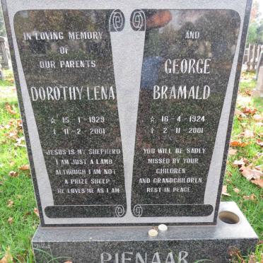 PIENAAR George Bramald 1924-2001 &amp; Dorothy Lena 1929-2001