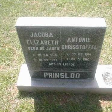 PRINSLOO Antonie Chrisstoffel 1914-2001 &amp; Jacoba Elizabeth DE JAGER 1916-1995