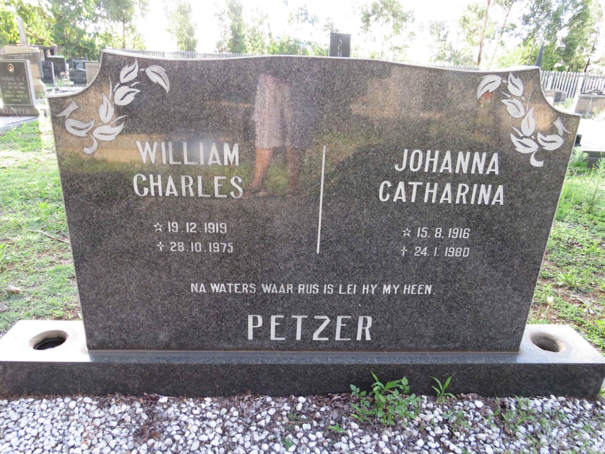 PETZER William Charles 1919-1975 &amp; Johanna Catharina 1916-1980