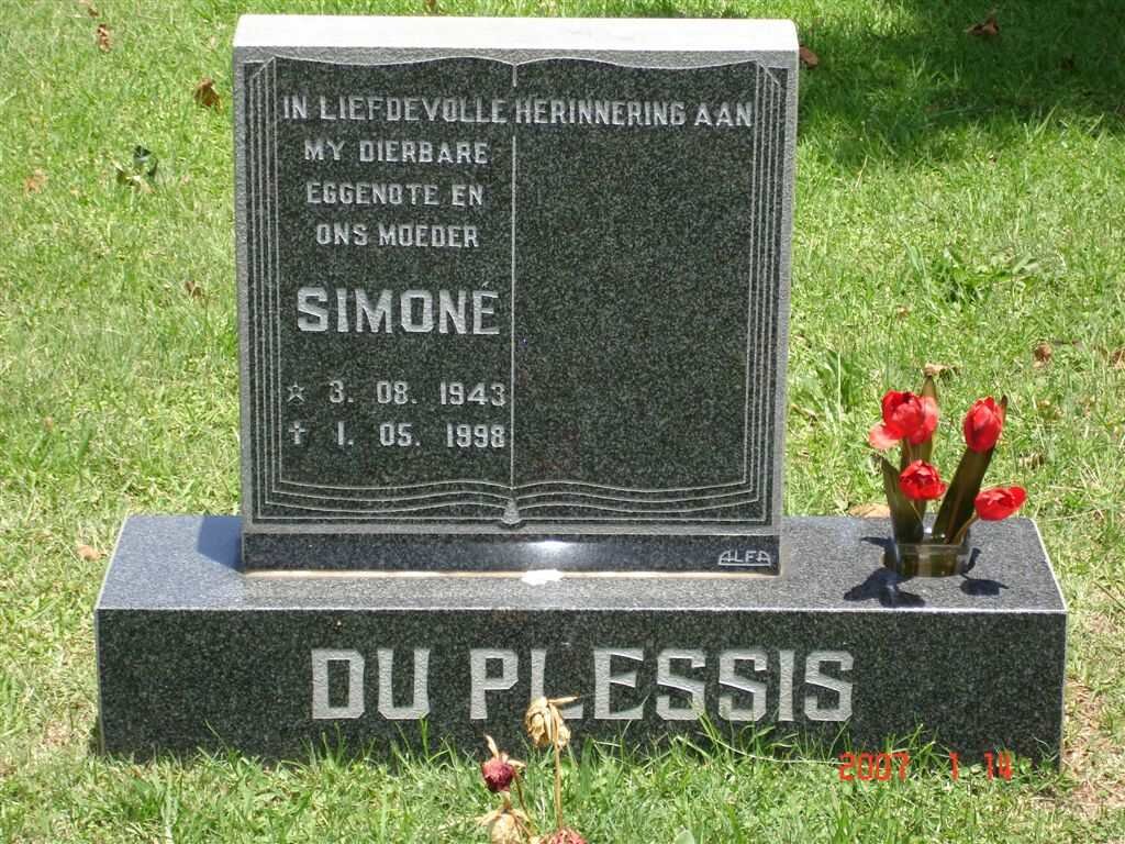 PLESSIS Simoné, du 1943-1998