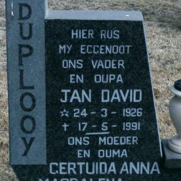 PLOOY Jan David, du 1926-1991 &amp; Gertruida Anna Magdalena RABIE 1925-1993