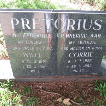 PRETORIUS Willie 1921-1992 &amp; Corrie 1926-1983