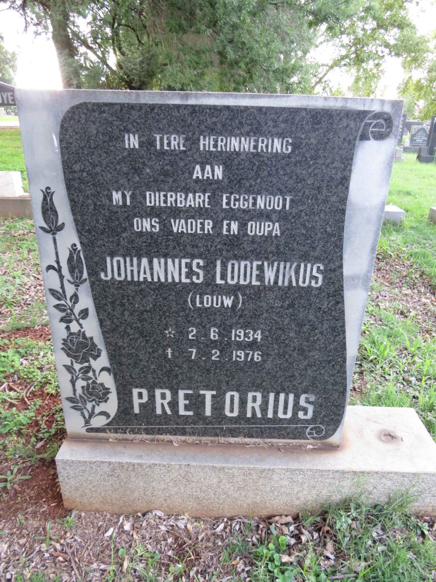 PRETORIUS Johannes Lodewikus 1934-1976