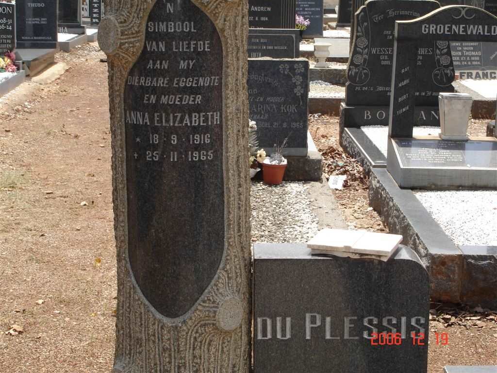 PLESSIS Anna Elizabeth, du 1916-1965