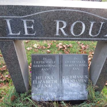 ROUX Hermanus Benjamin, le 1929-1998 & Helena Elizabeth 1937-2000