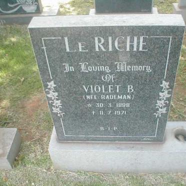 RICHE Violet B., le nee RADEMAN 1888-1971