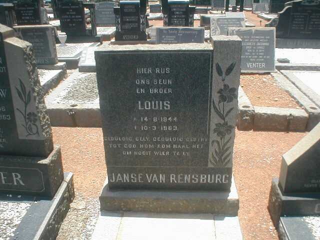 RENSBURG Louis, Janse van 1844-1963