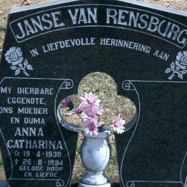 RENSBURG Anna Catharina, Janse van 1930-1994