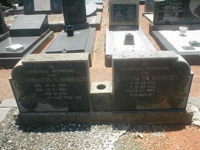 ROBBERTS Lambertus 1889-1965 &amp; Rachel M.E. 1899-1893