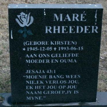RHEEDER Maré nee KIRSTEN 1945-1993