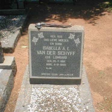 SCHYFF Isabell A.E., van der nee LOMBARD 1891-1959