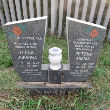 SWART Petrus Adrian 1926-2013 &amp; Elena Johanna 1929-1990