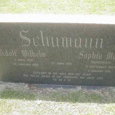 SCHUMANN Adolf Wilhelm 1891-1966 &amp; Sophia Maria SCHOONEES 1887-1966