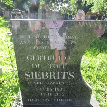 SIEBRITS Gertruida Du Toit nee SWART 1924-2012