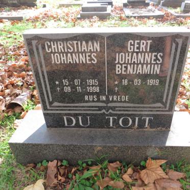 TOIT Christiaan Johannes, du 1915-1998 :: DU TOIT Gert Johannes Benjamin 1919-