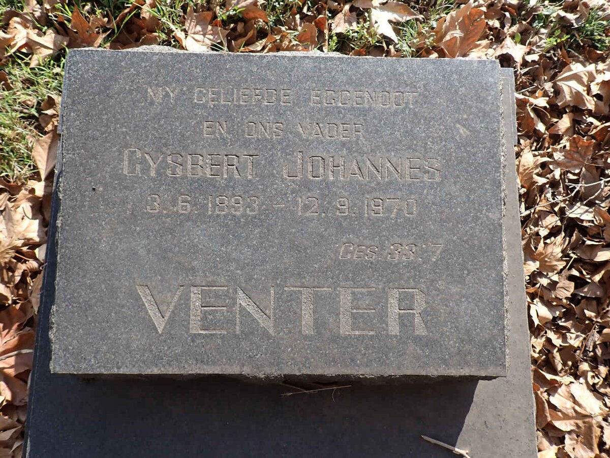 VENTER Gysbert Johannes 1893-1970