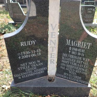 VENTER Rudy 1936-2001 &amp; Magriet 1940-2017
