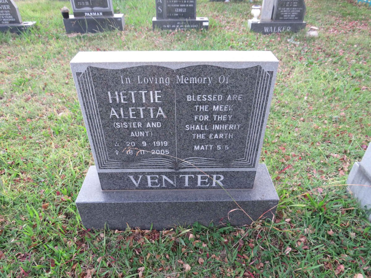 VENTER Hettie Aletta 1919-2005