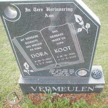 VERMEULEN Koot 1922-2005 &amp; Dora 1923-2003