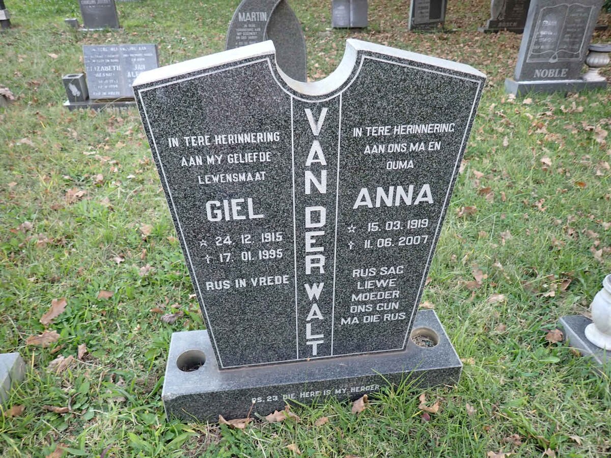 WALT Giel, van der 1915-1995 &amp; Anna 1919-2007