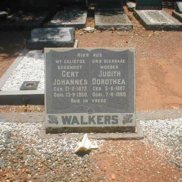 WALKERS Gert Johannes 1872-1960 &amp; Judith Dorothea 1887-1960