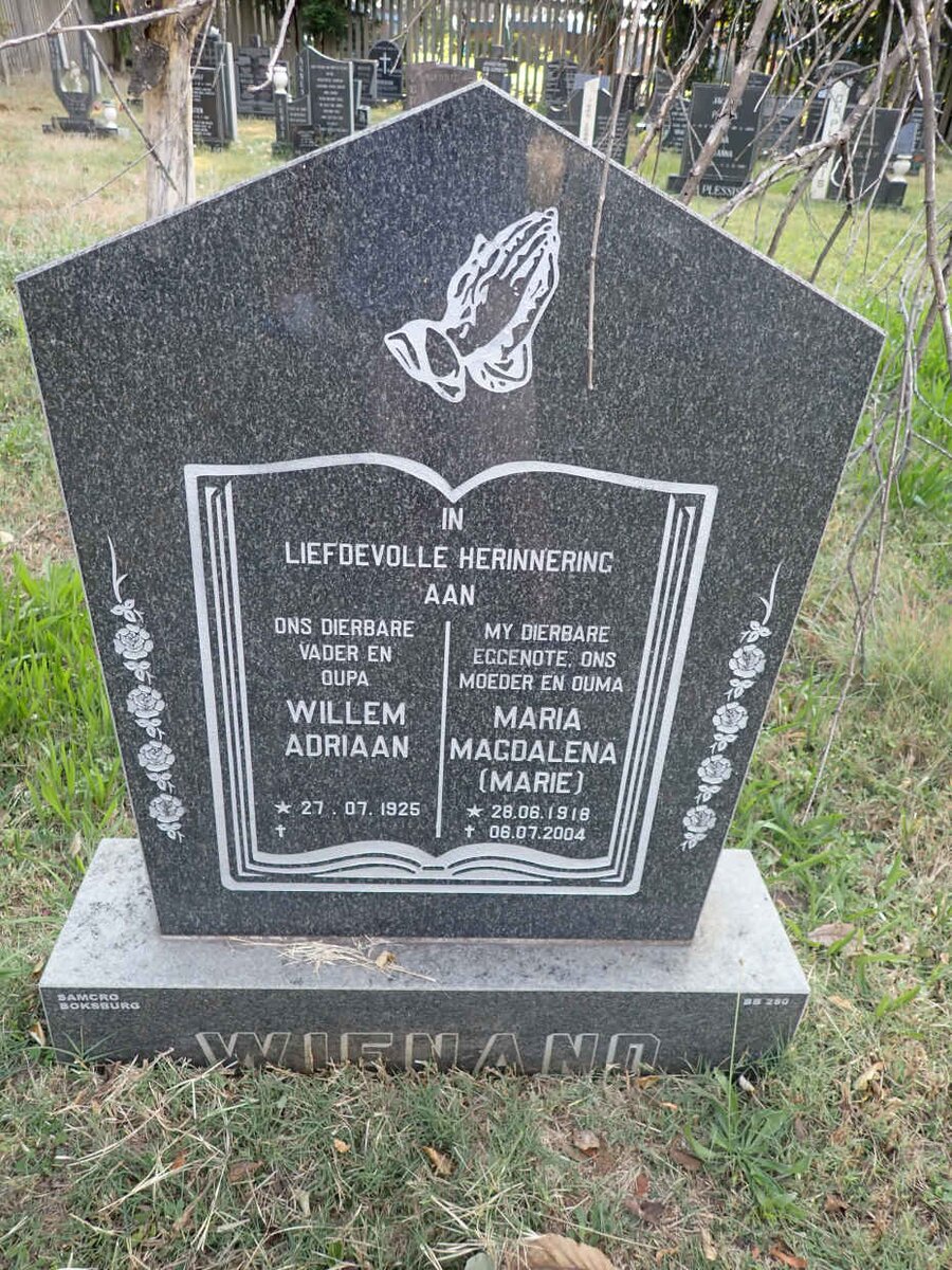 WIENAND Willem Adriaan 1925- &amp; Maria Magdalena 1918-2004