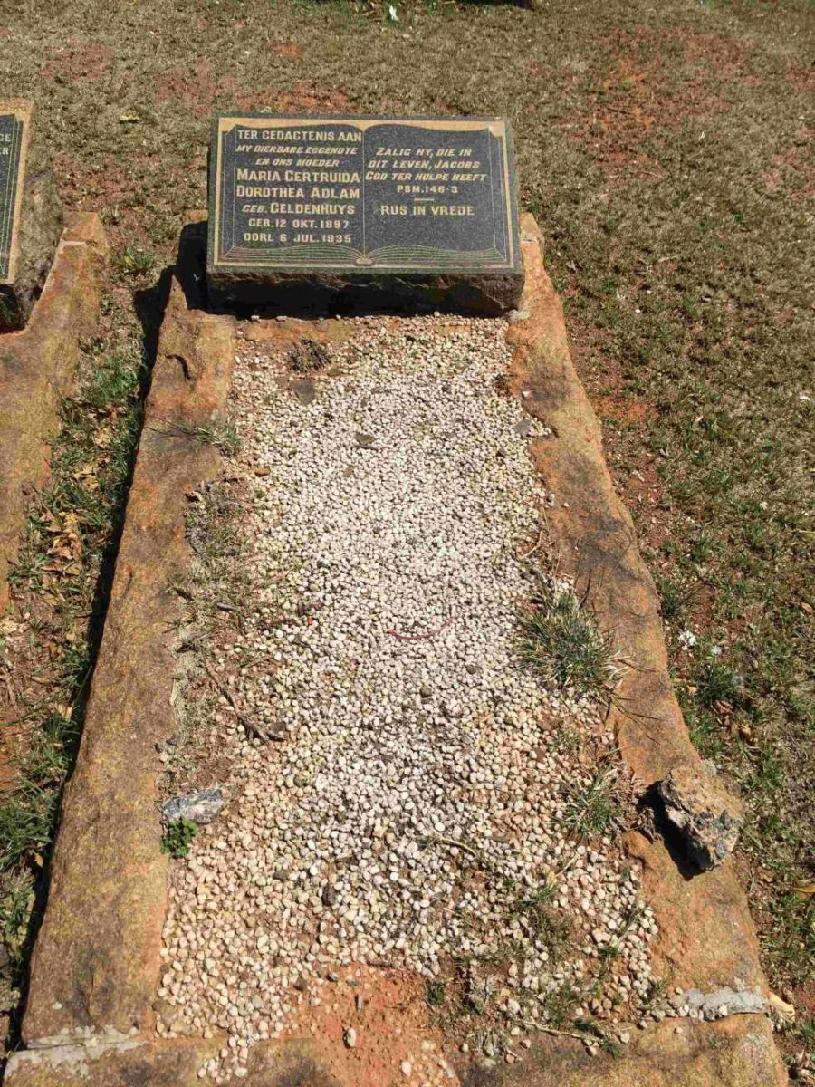 ADLAM Maria Gertruida Dorothea nee GELDENHUYS 1897-1935