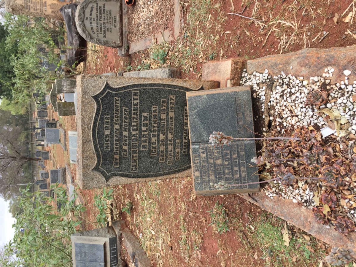 BARLOW George Ward 187?-1939 &amp; Gertruida Elizabeth BOTHMA 1879-1937